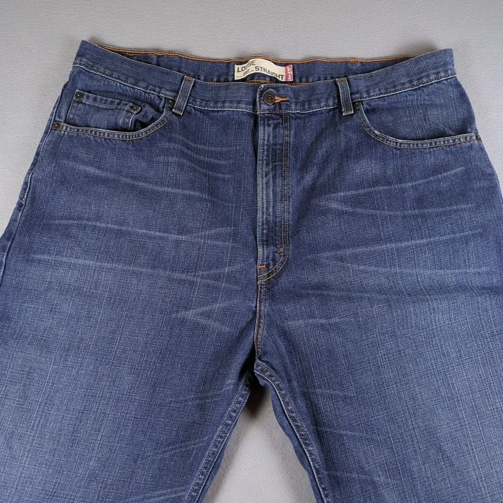 Y2K Levis 569 Jeans Mens 42x30 Blue Medium Wash Denim Loose Straight Relaxed Fit